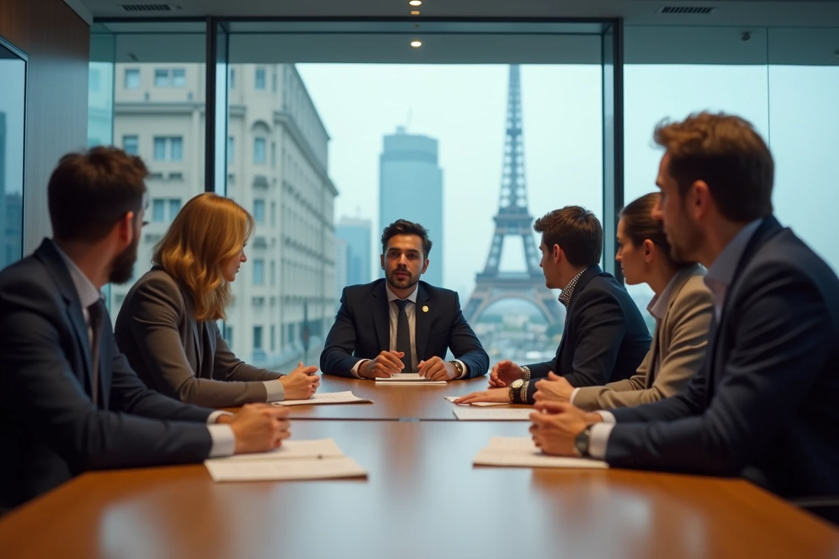 Groupe de jeunes entrepreneurs en réunion à Paris